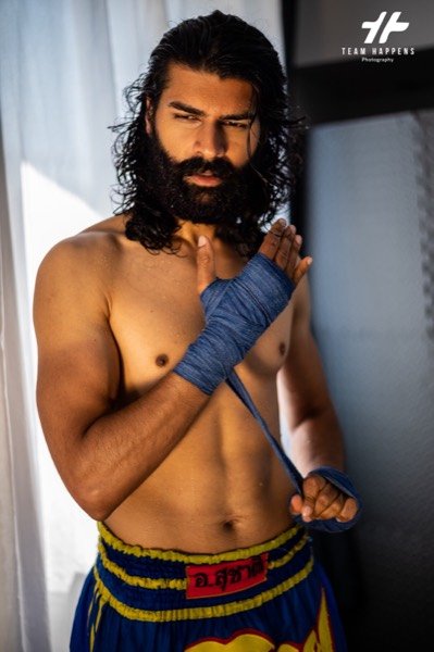 Fitness portrait with wrapped hands