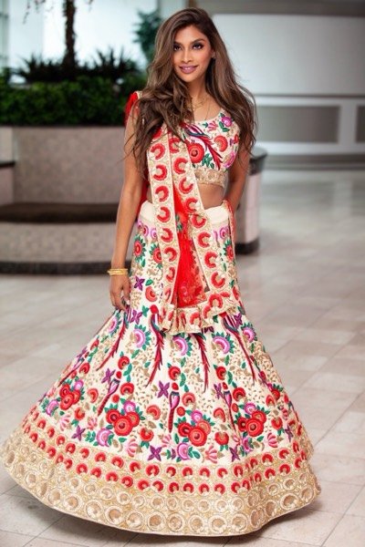 Bride in a floral lehenga